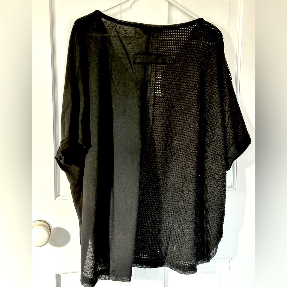 NWT Davi & Dani oversized henley-style mixed fabric button T-shirt - size 2XL - Picture 2 of 12